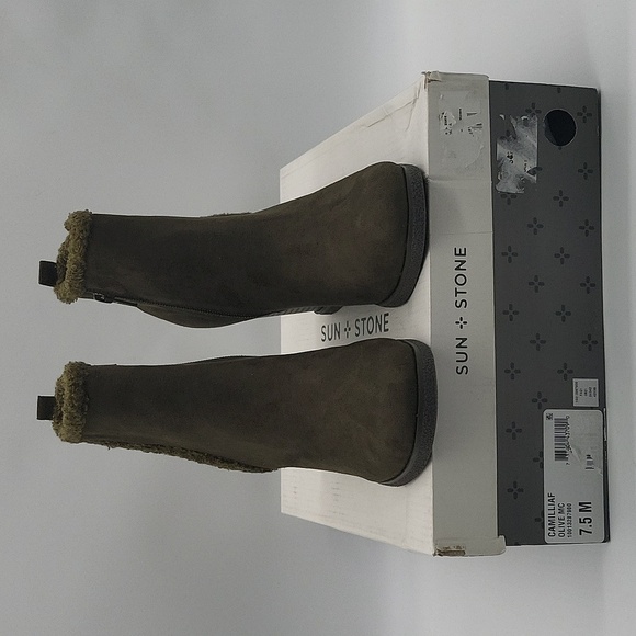1820- Sun + Stone Camillia Ankle Boots Olive Color Size 7.5 NWT - Picture 10 of 11